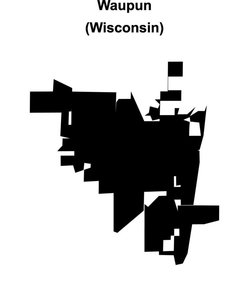 Waupun, Wisconsin blank outline map vector