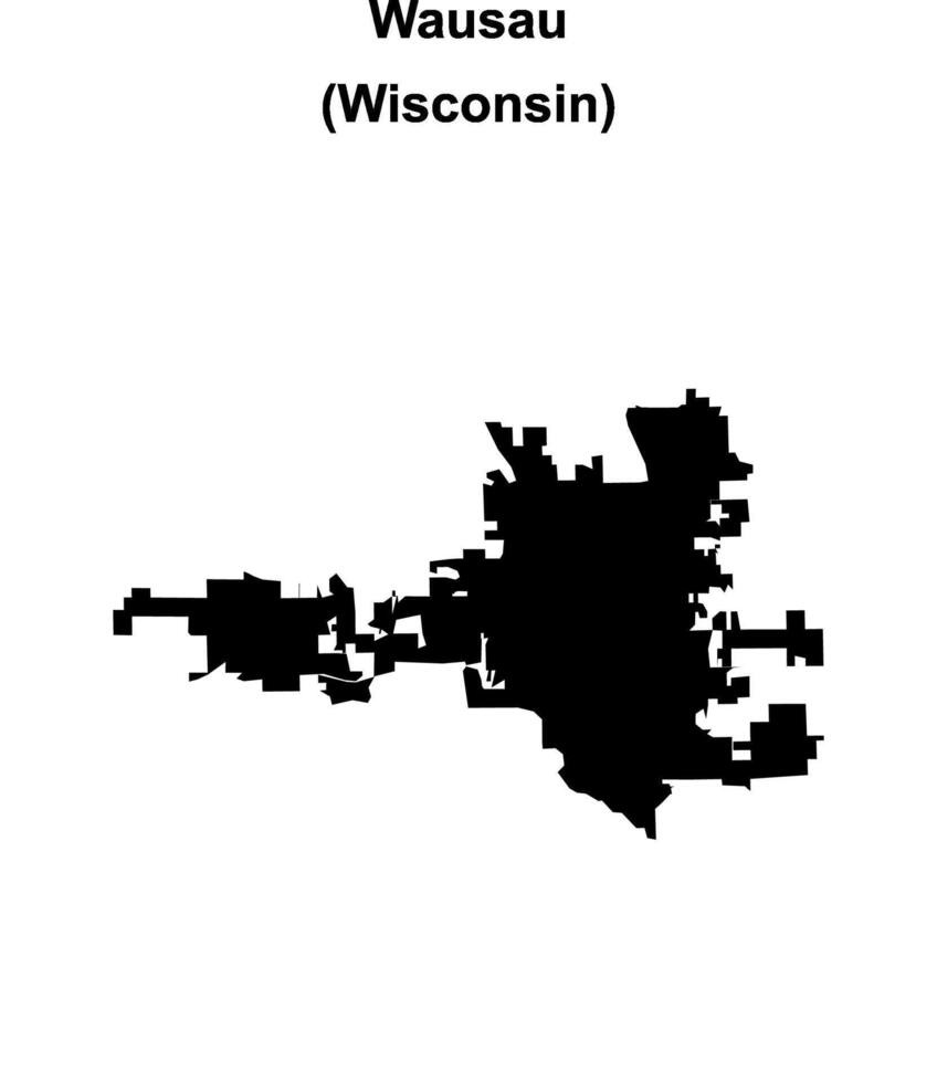 Wausau, Wisconsin blank outline map vector