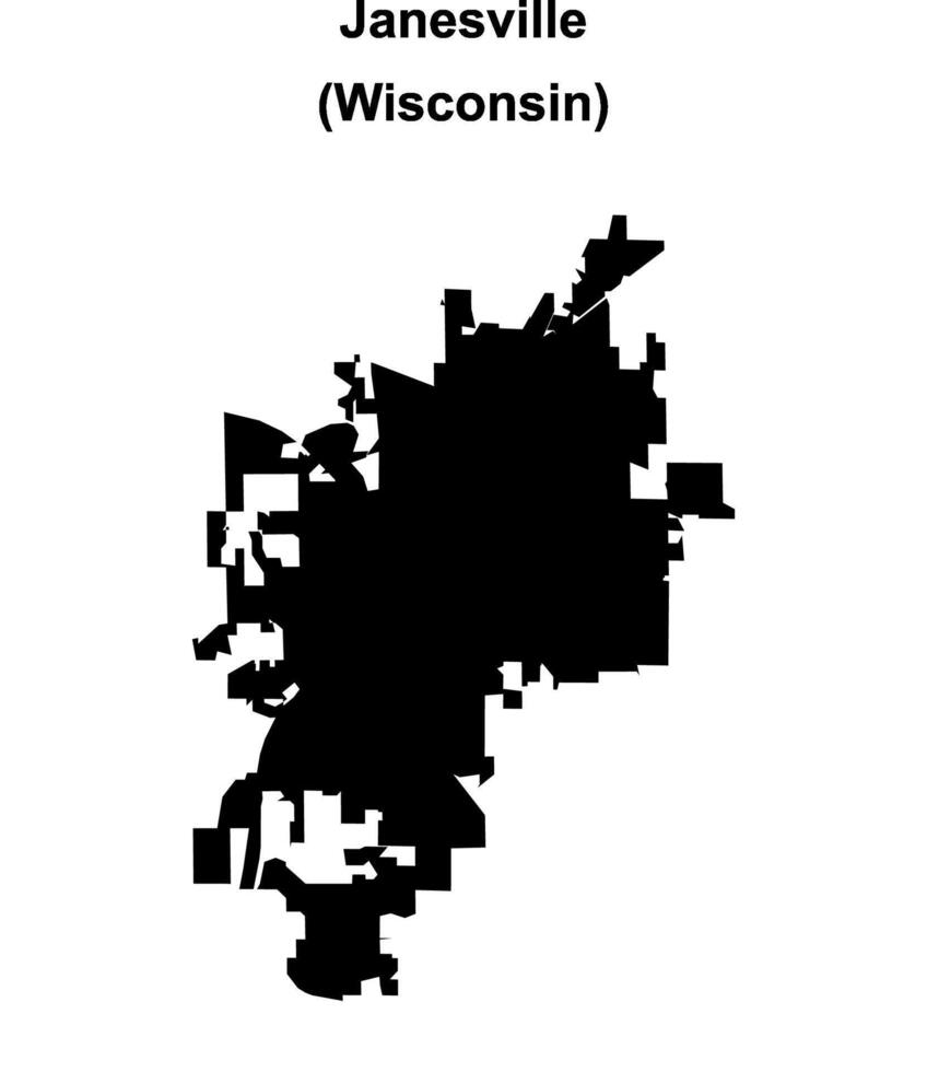 Janesville, Wisconsin blank outline map vector