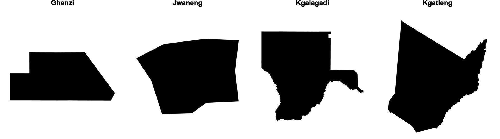Ghanzi, Jwaneng, Kgalagadi, Kgatleng outline maps vector