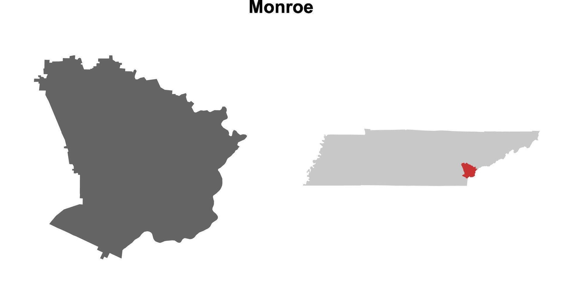 Monroe County, Tennessee blank outline map set vector