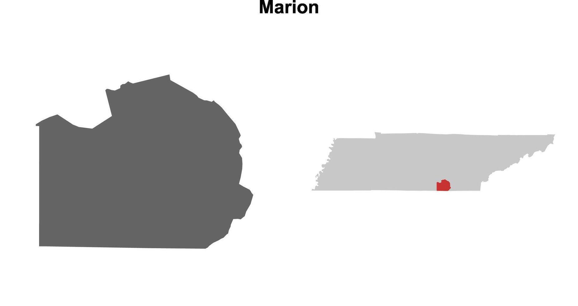 Marion County, Tennessee blank outline map set vector