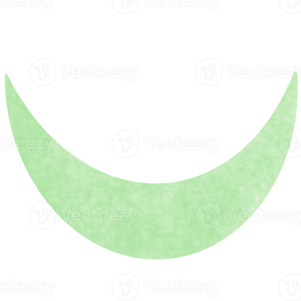 Geometric shape , A green crescent with a watercolor texture png