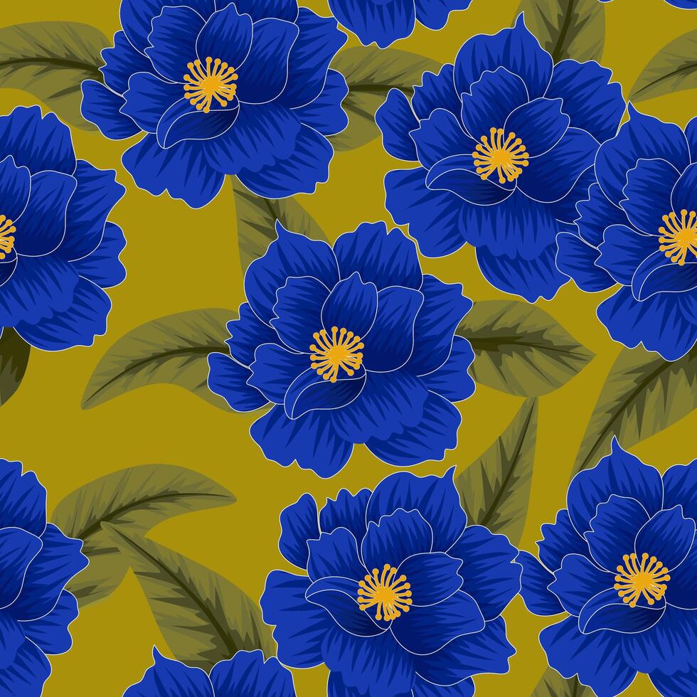 Beautiful blue flowers seamless pattern for fabric vector