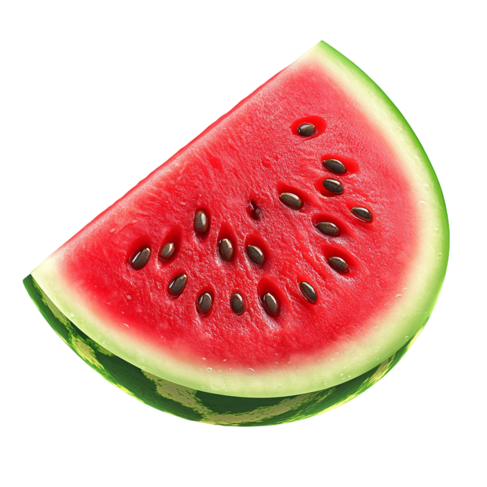 Watermelon Quarter Slice with Red Flesh and Seeds png