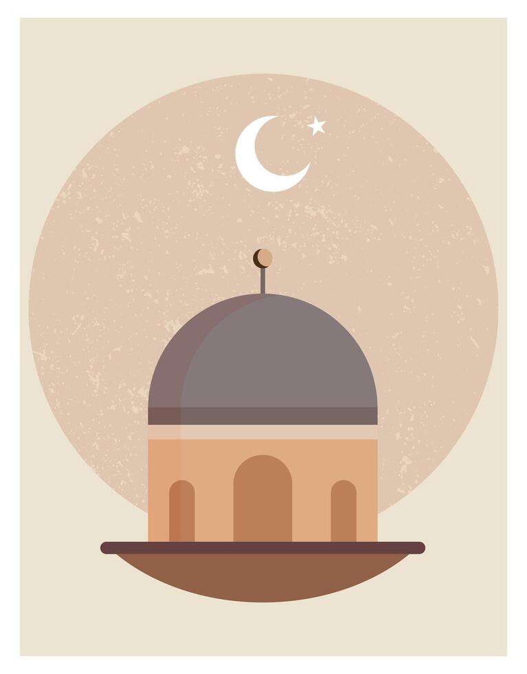 Minimalist Islamic Mosque Illustration Art vector