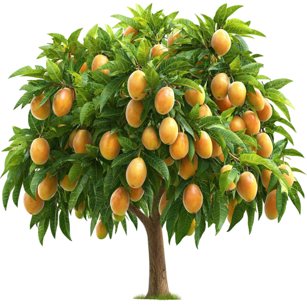 A lush tropical tree with ripe yellow fruit png