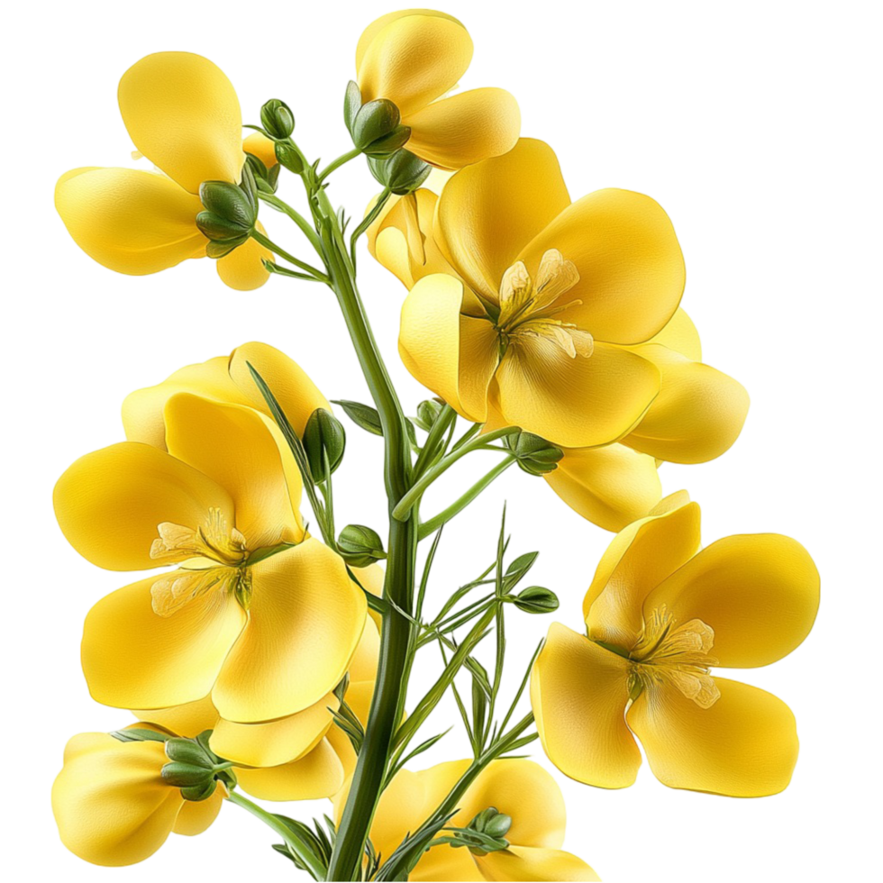 Yellow Blooming Flower with Green Stem png