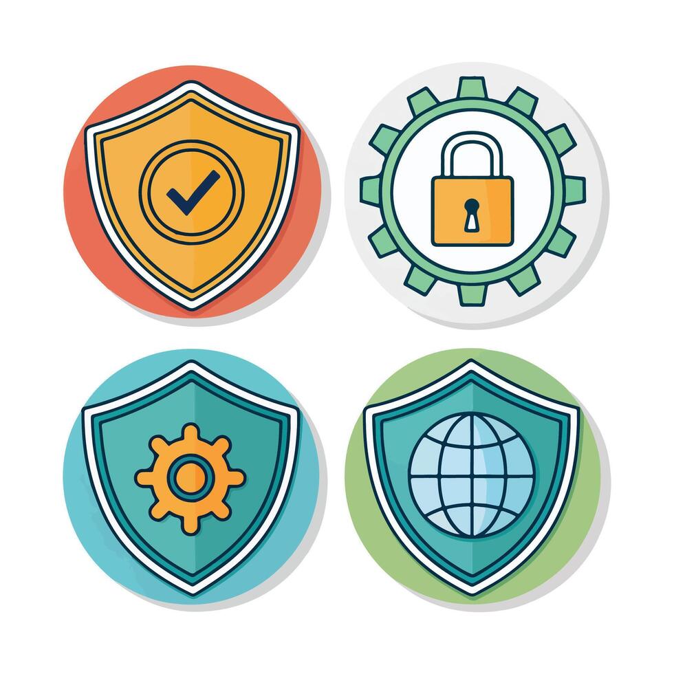 Four different icons of security and lock vector