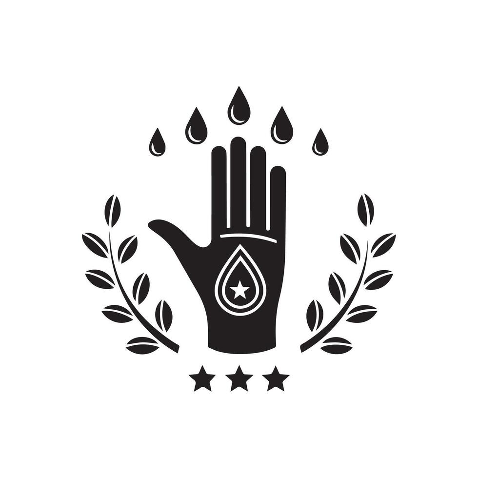 A hand with a drop of water and a star vector