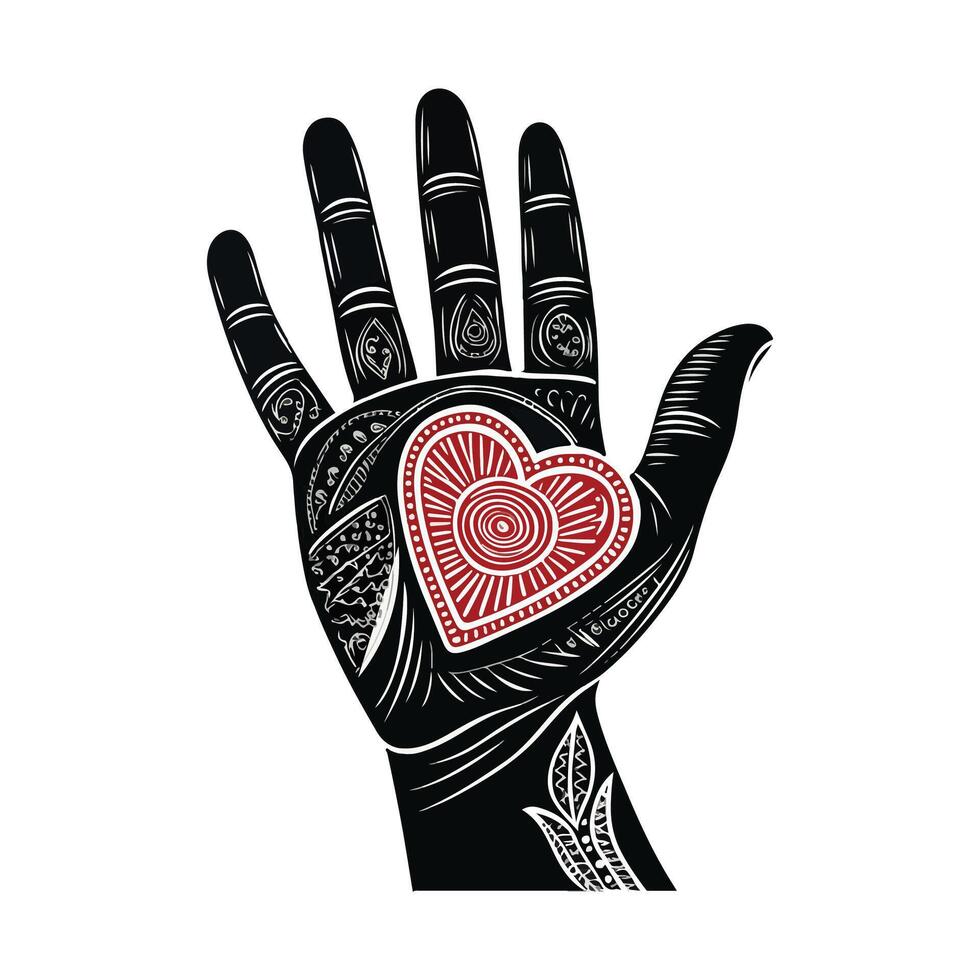 A hand with a heart on it vector
