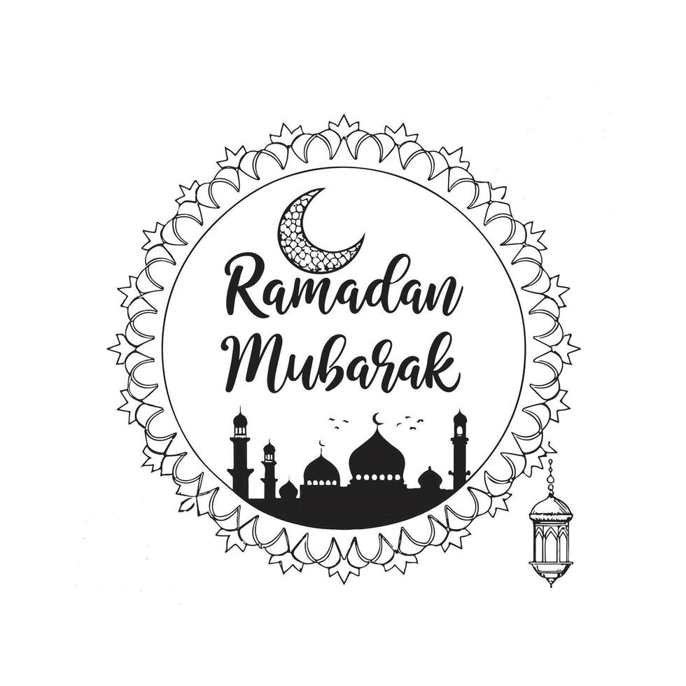 Ramadan mubarak coloring page vector