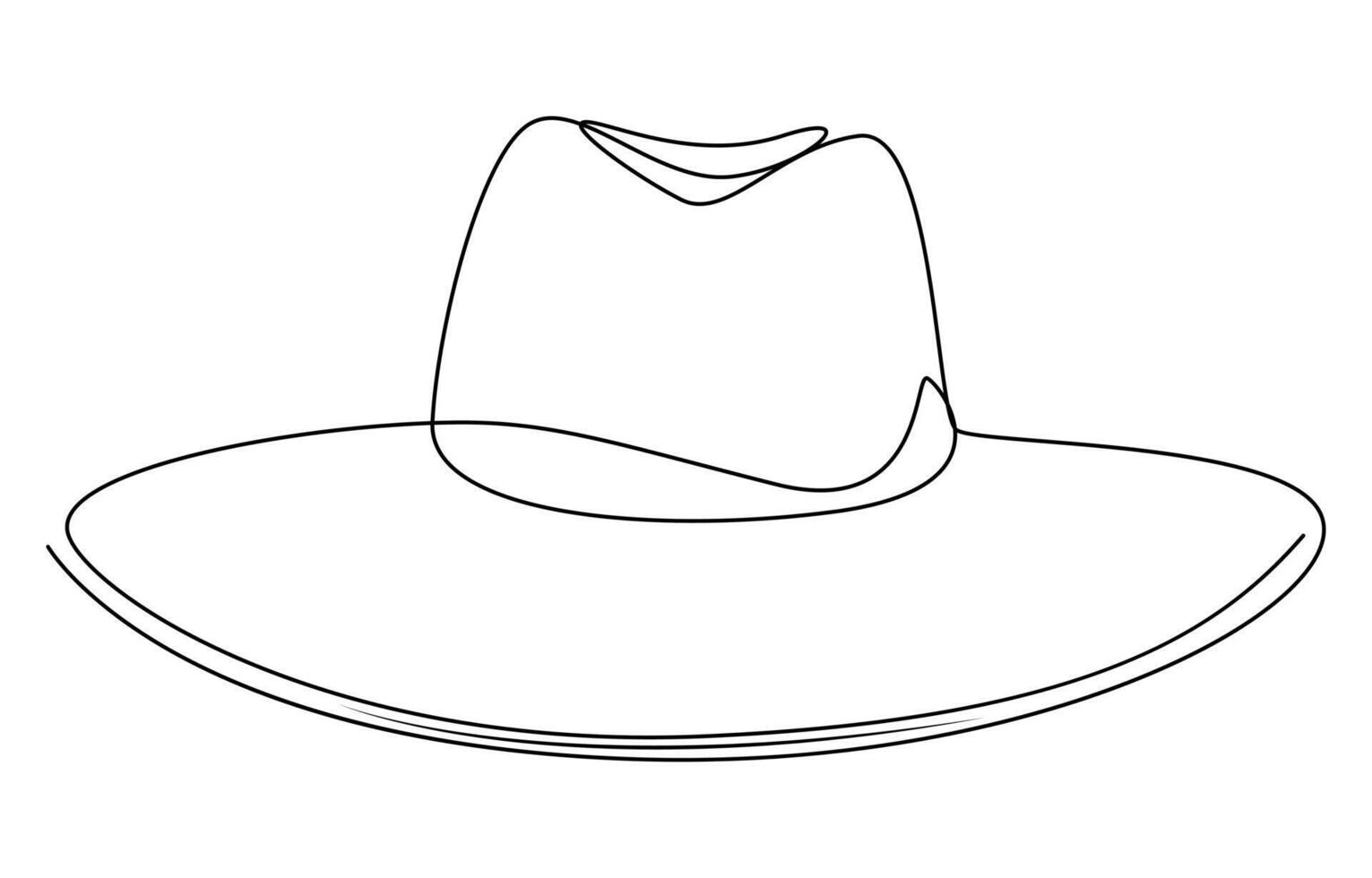 one line drawing of cowboy hat. Simple cowboy hat line art vector