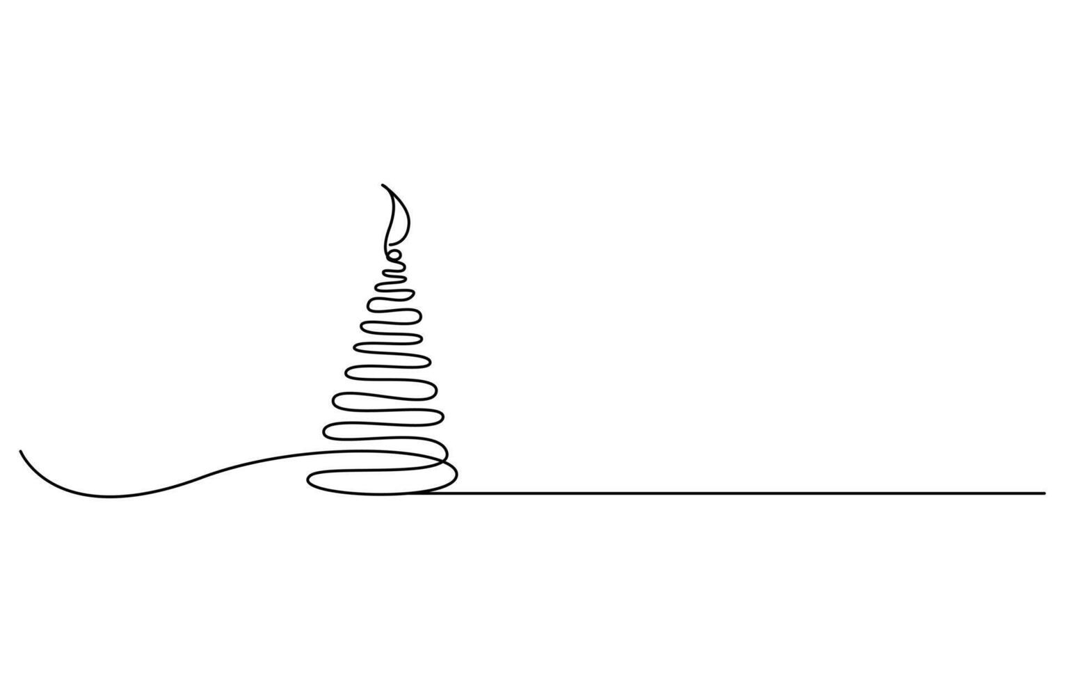 Continuous single one line Christmas tree drawing art vector