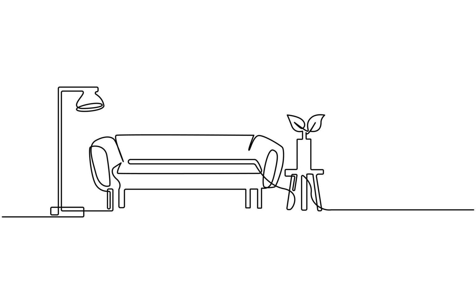 nice room decor one line art draw vector