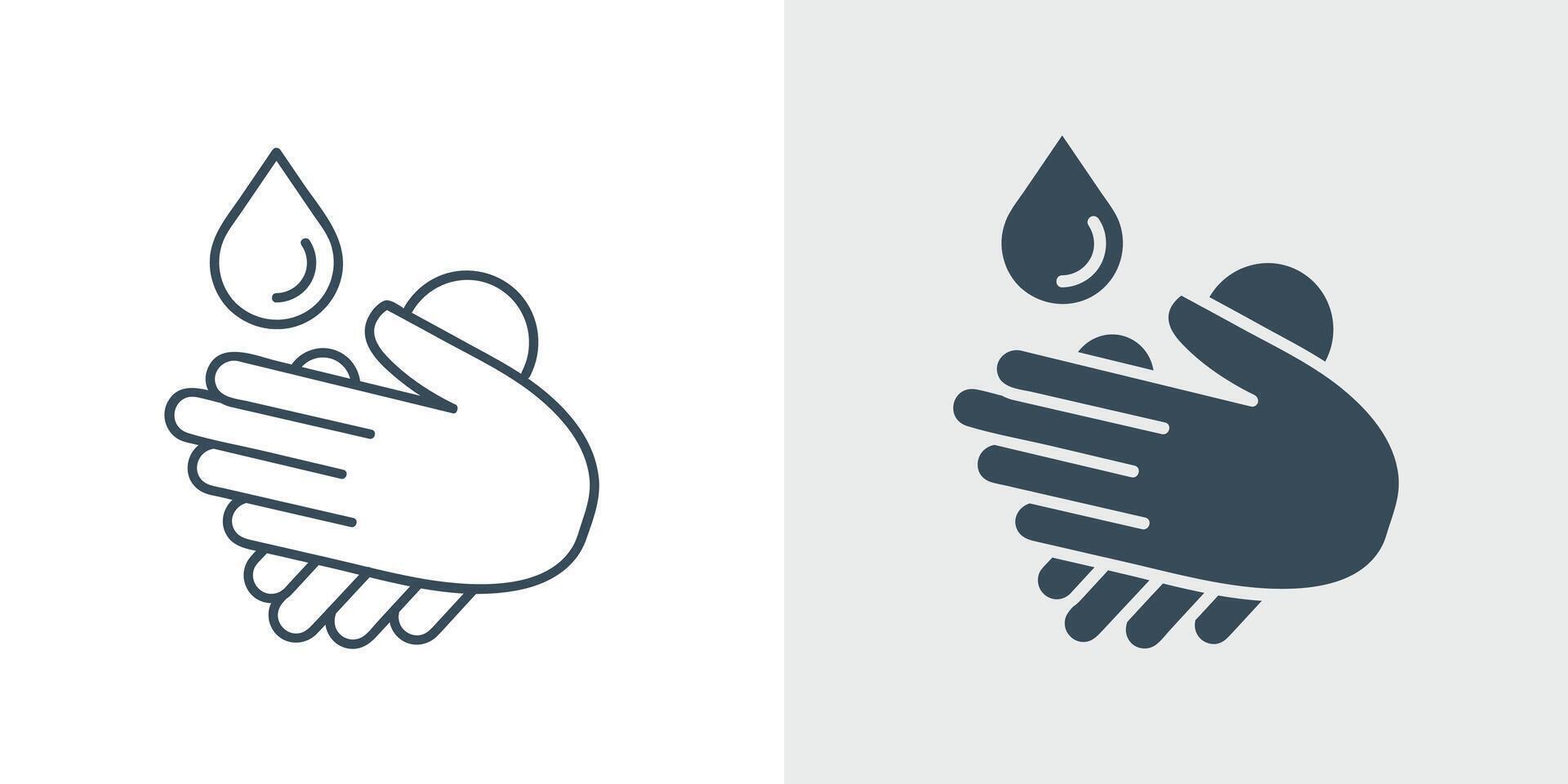 Hands wash Icon Set. Line and Solid Illustration, Hygiene and Handwashing Symbol vector