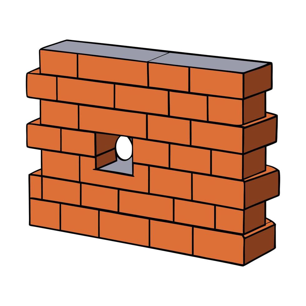 a brick wall with a hole in it. vector