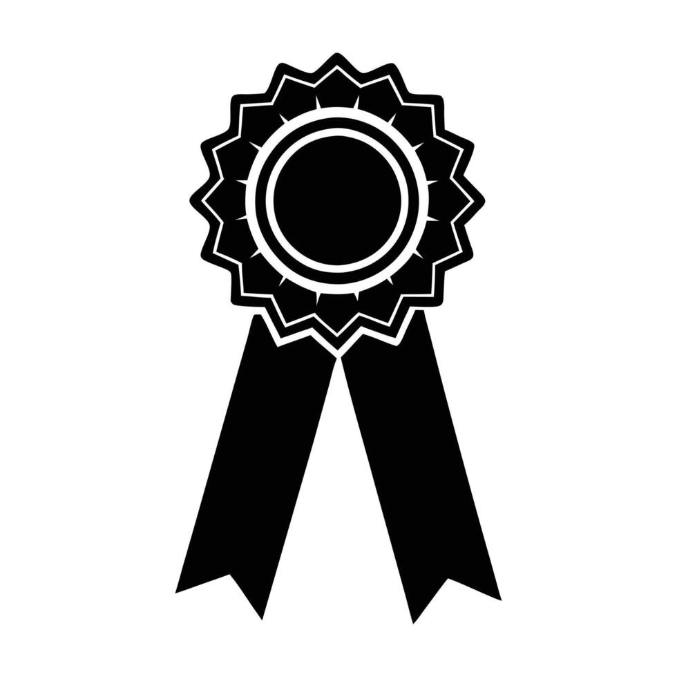 black and white illustration of a ribbon award vector