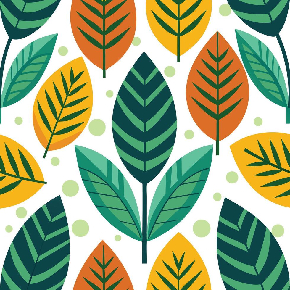 a pattern with colorful leaves on it vector