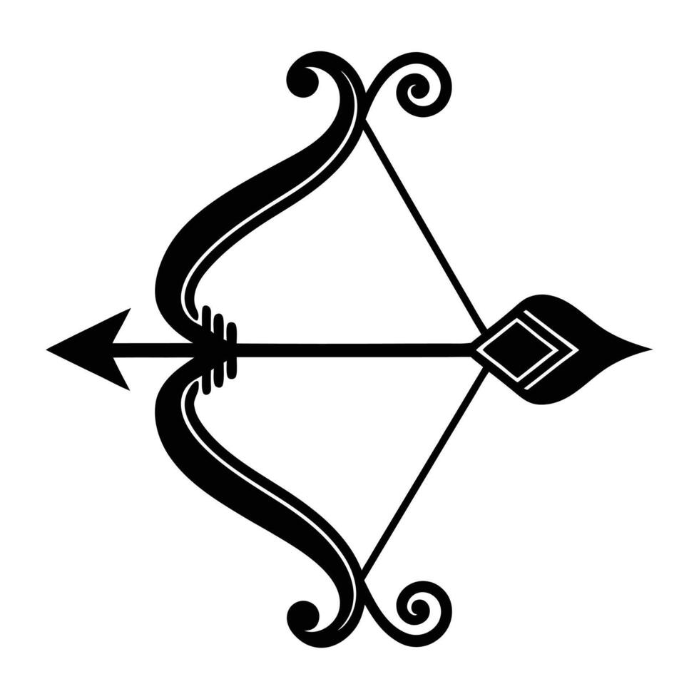 a black and white arrow with a bow and arrow vector