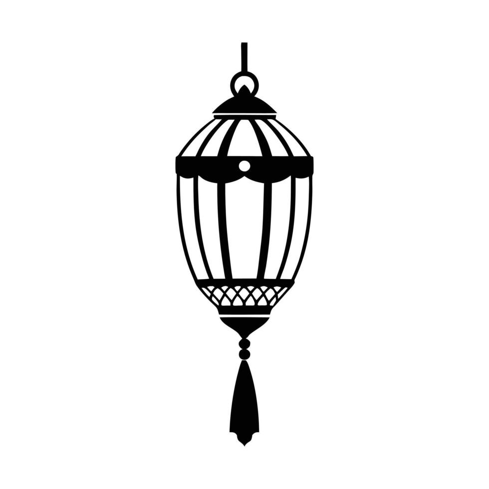 a black and white illustration of a lantern hanging from a chain vector