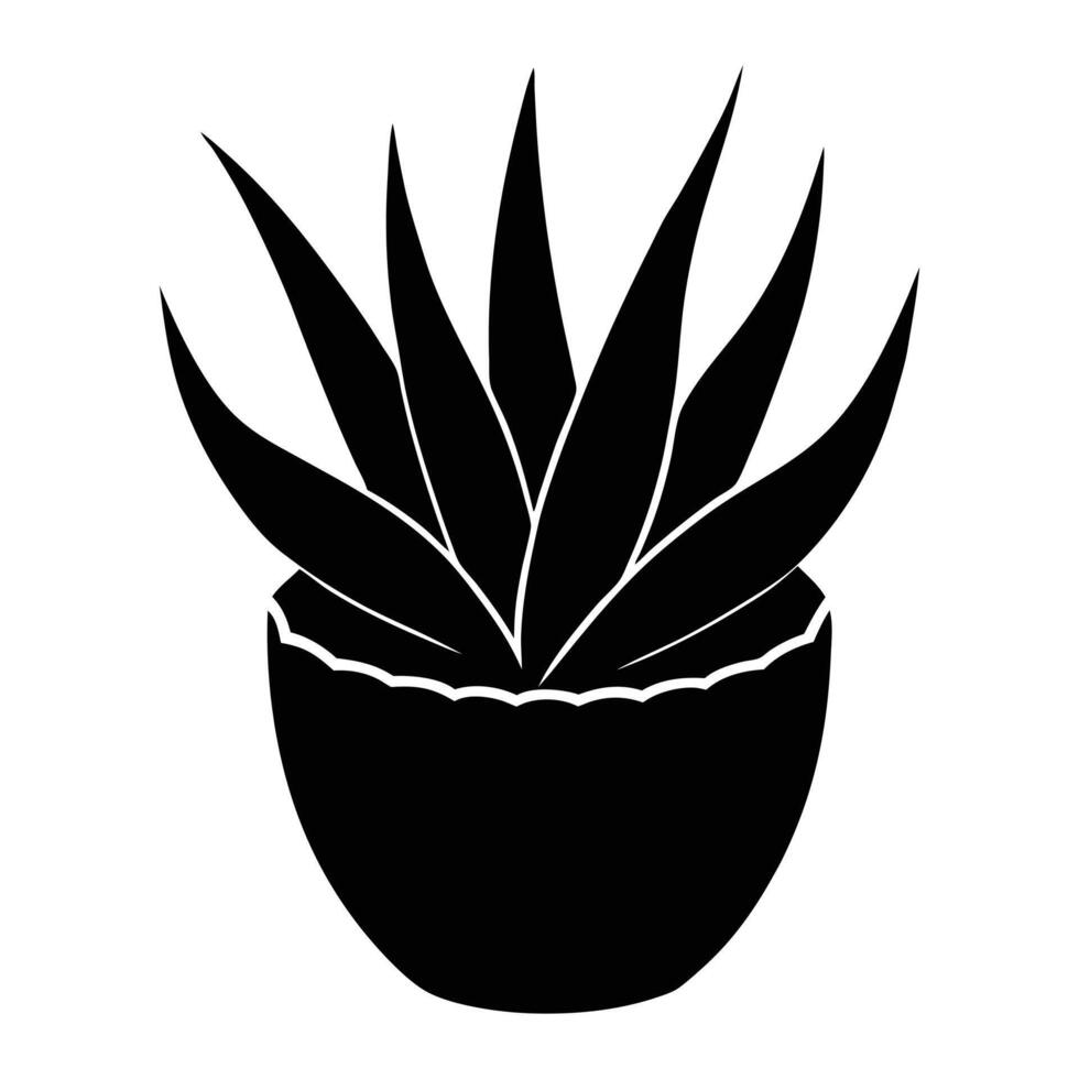 aloe Vera plant in pot icon illustration. vector