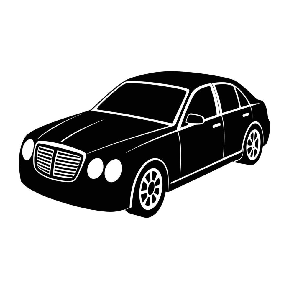 black and white illustration of a car. vector