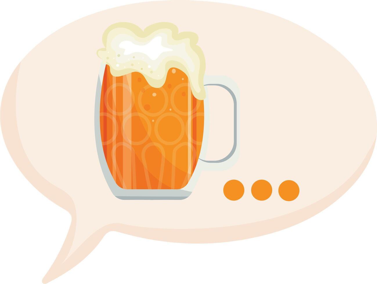 colorful speech bubble template with a drink namely light beer in a round glass in a cartoon style vector