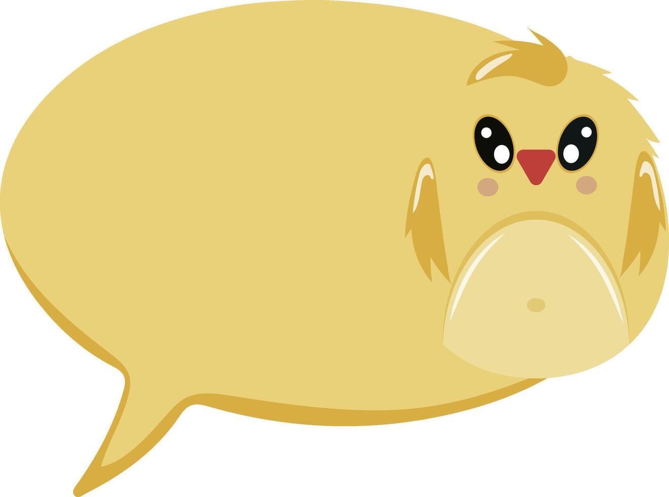 colorful speech bubble template with animals namely yellow chicken in cartoon style for kids designs and templates vector