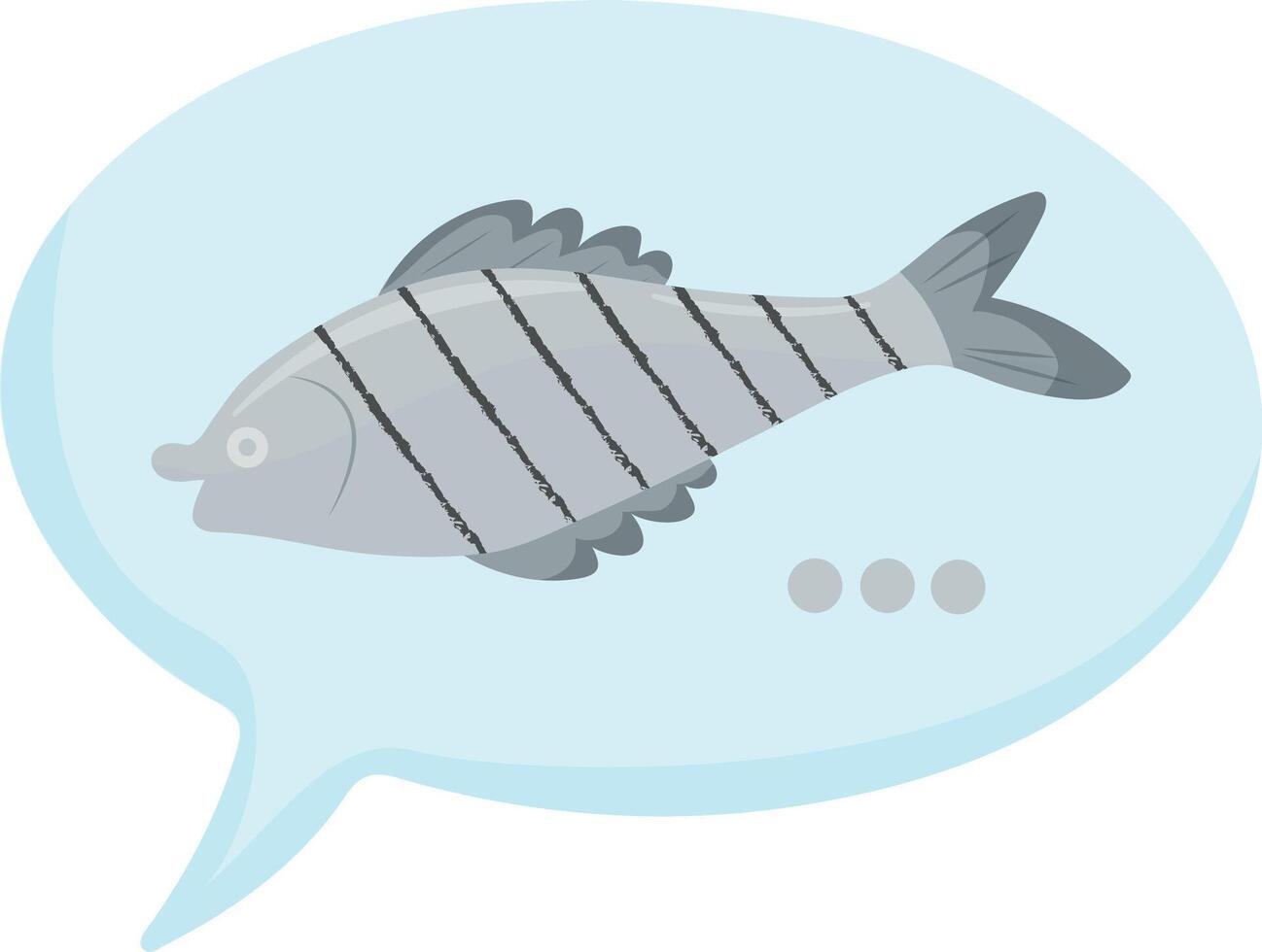 colorful speech bubble template with food namely fish in cartoon style vector