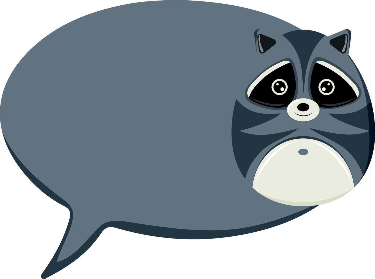 colorful speech bubble template with animals namely gray raccoon in cartoon style for kids designs and templates vector