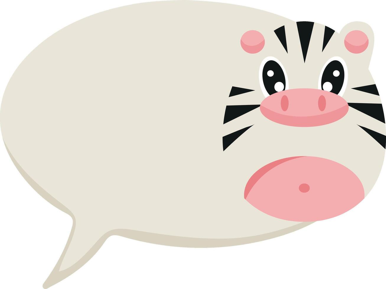 colorful speech bubble template with animals namely spotted zebra in cartoon style for kids designs and templates vector