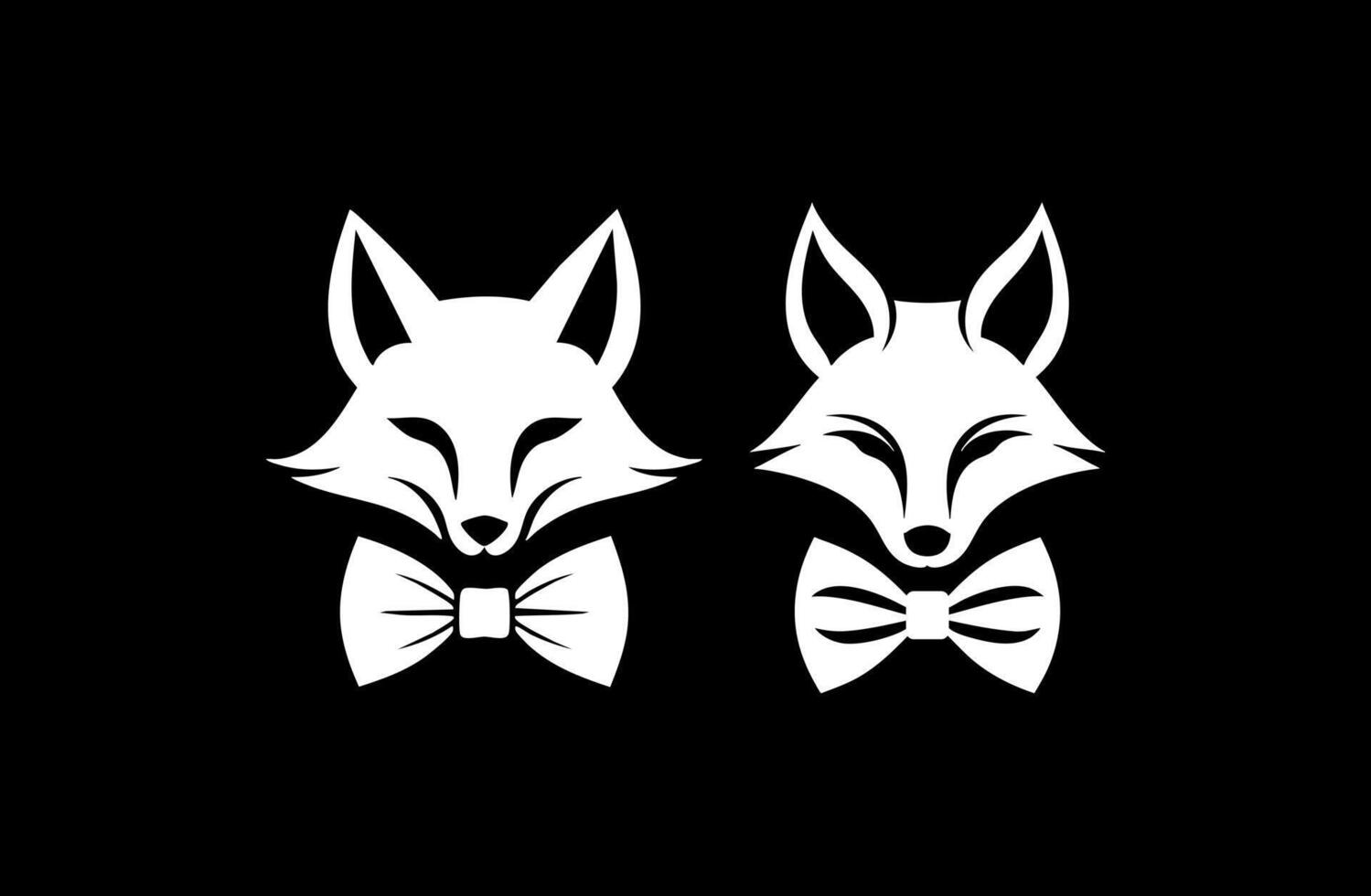 minimalist Fox with Bow Tie vector