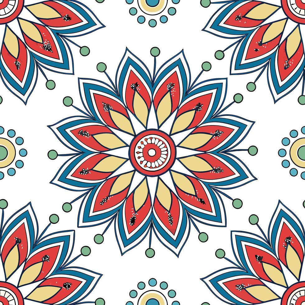 Colorful floral mandala design vector