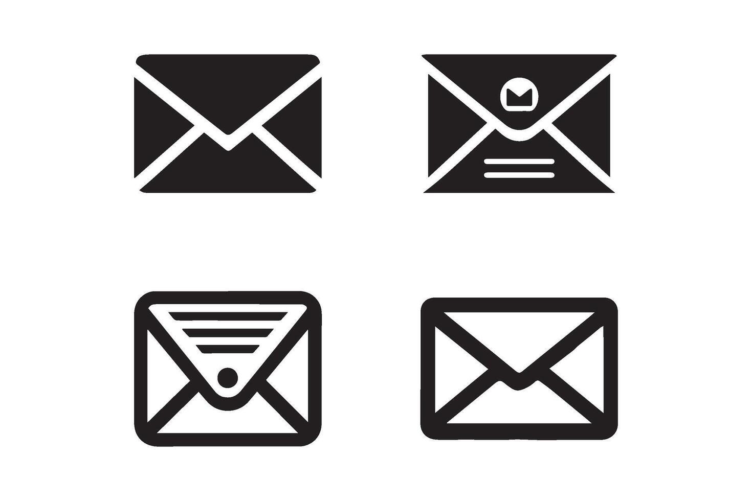 Set of envelope icon silhouette on white background. Minimalist envelope icon. vector