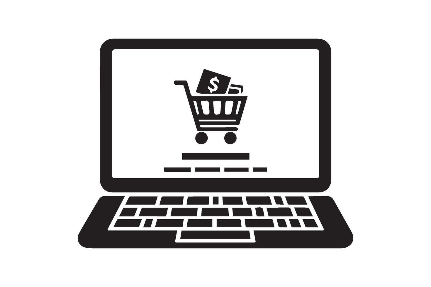 Simple online shopping store icon silhouette on white background. Shopping cart icon. vector