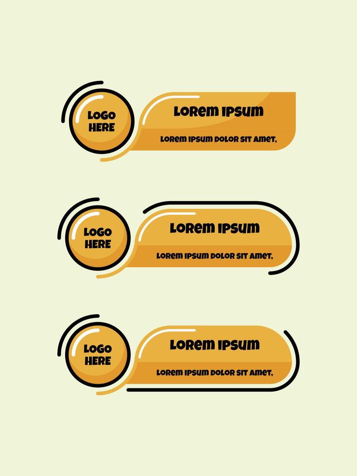 Modern lower third banner design with a circular logo placeholder and sleek typography in warm yellow and orange tones, ideal for overlays, presentations, and digital content vector