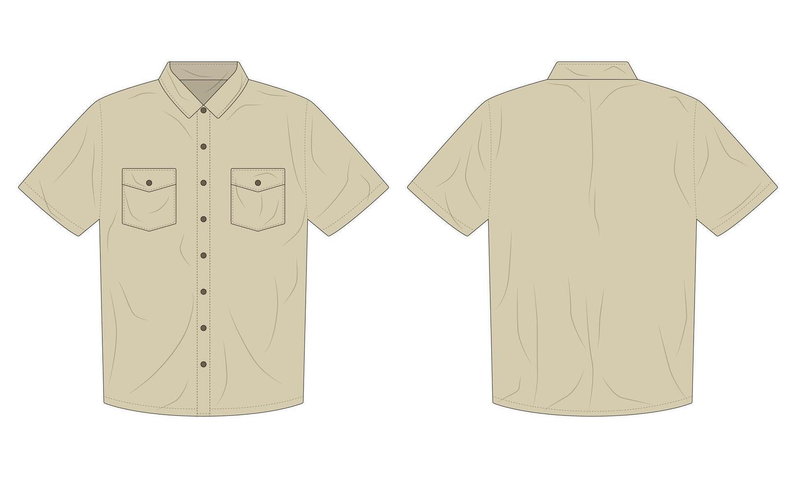 Short sleeve collared shirt mockup front and back view vector