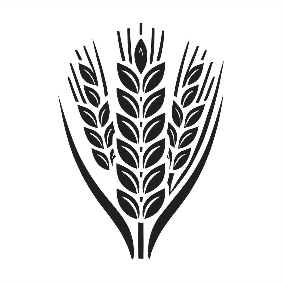 A black and white wheat icon on a white background vector