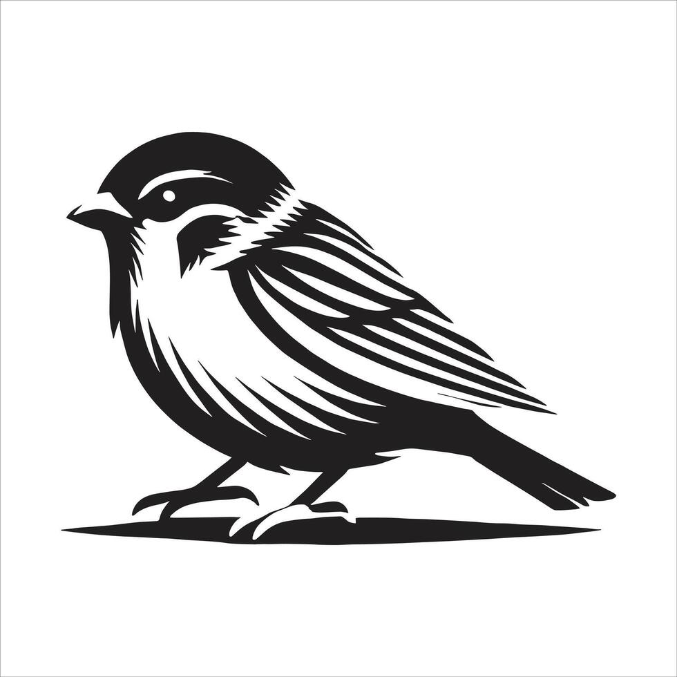 A black and white bird silhouette on a white background vector