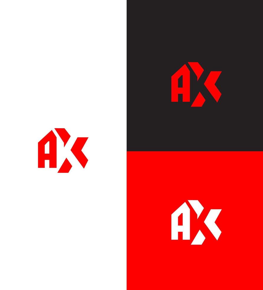 Red and White AX Logo Design Modern, Minimalist, Interlocked Letters vector