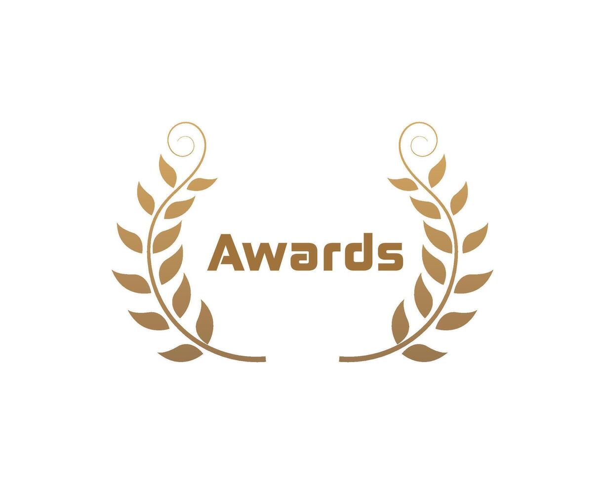 Golden Laurel Wreath Awards Ceremony Elegant Design Logo vector