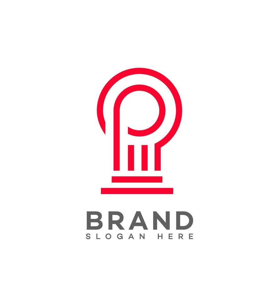 Abstract Red Linear P Logo Design Brand Identity Symbol vector