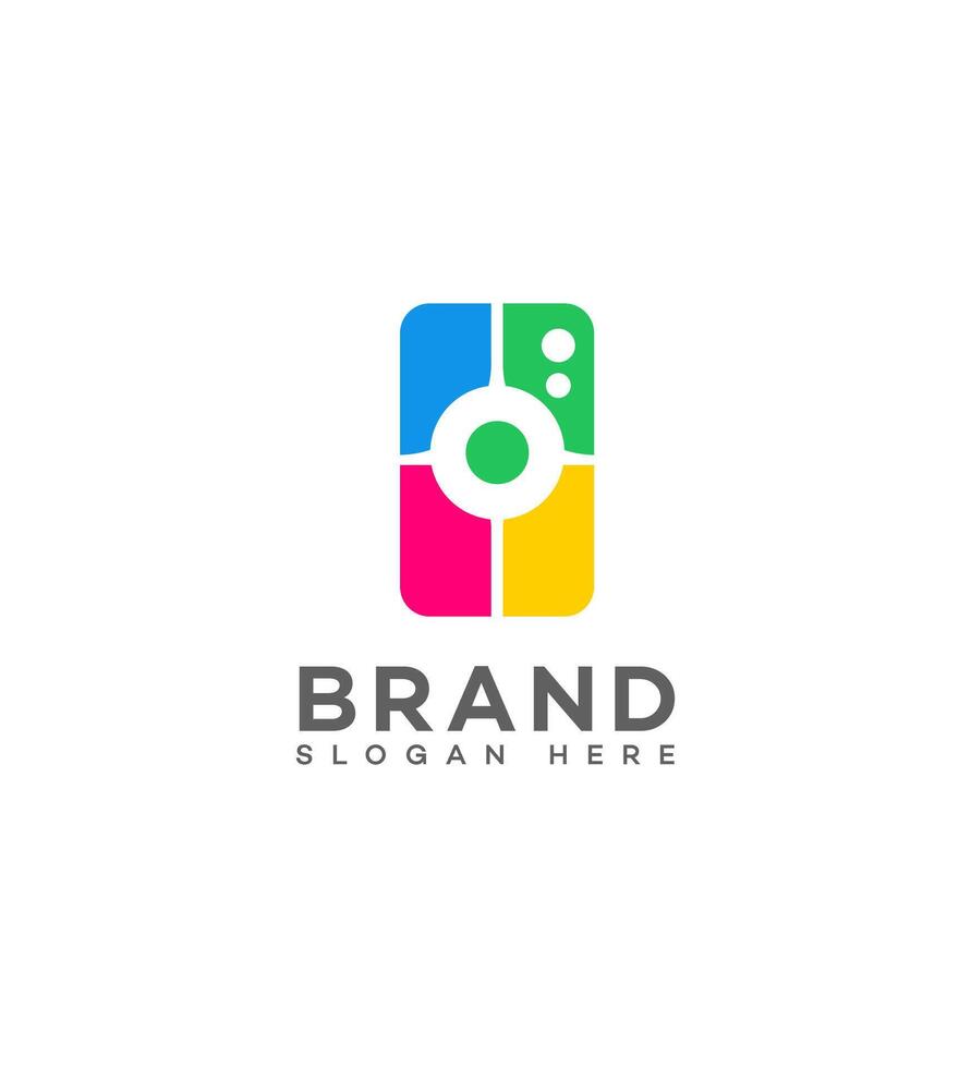 Colorful Abstract Brand Logo Design with Smartphone Icon vector