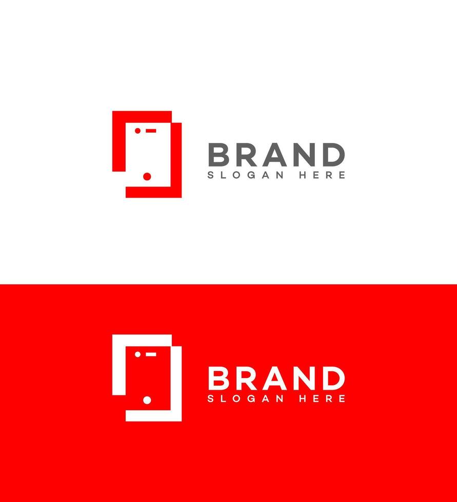 Modern Red Smartphone Brand Logo Design Template vector