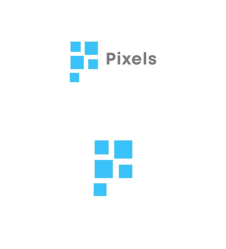 Pixels Logo Design Blue Square Grid, Modern, Creative, Digital, Abstract, Technology, Graphic, Simple vector
