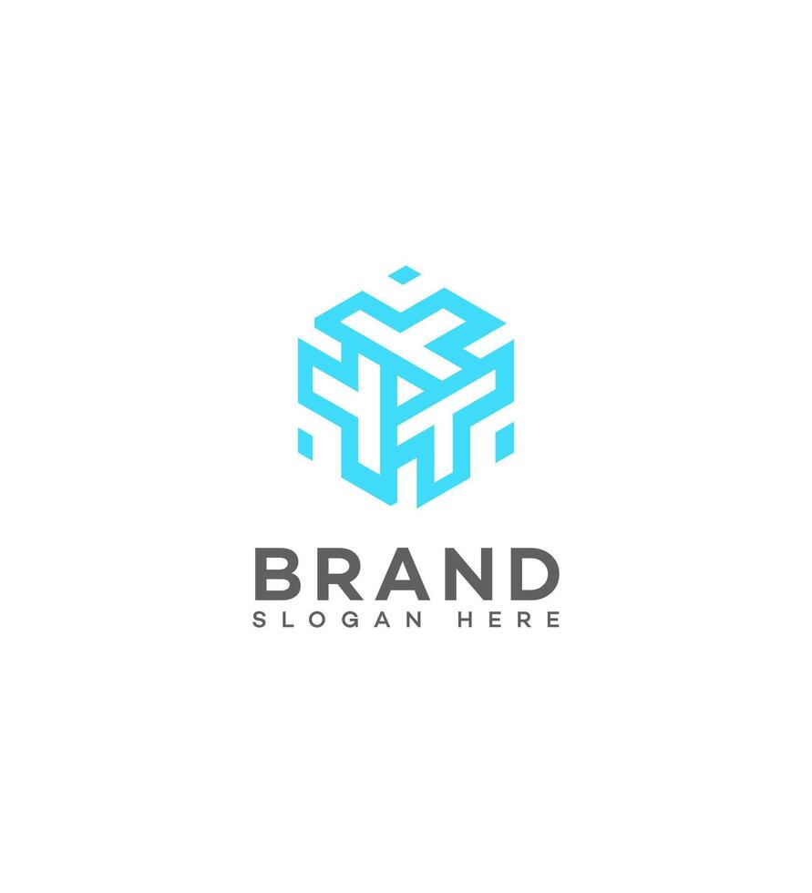 Abstract Hexagon Brand Logo Design Blue Lines, Modern, Tech vector