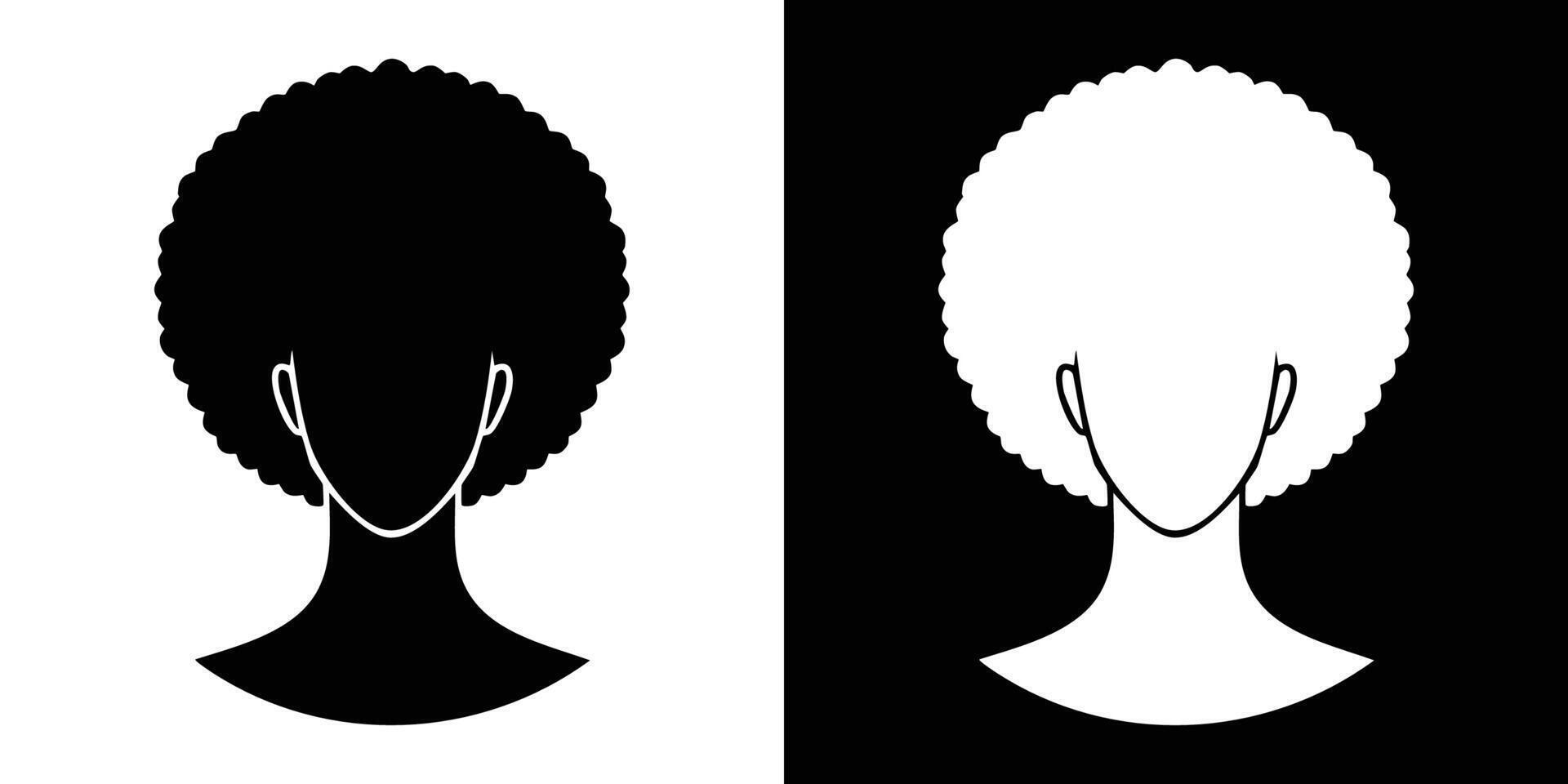 Two black and white images of afro hair vector