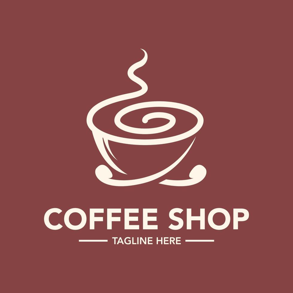 Coffee shop logo template illustration design minimalist vector