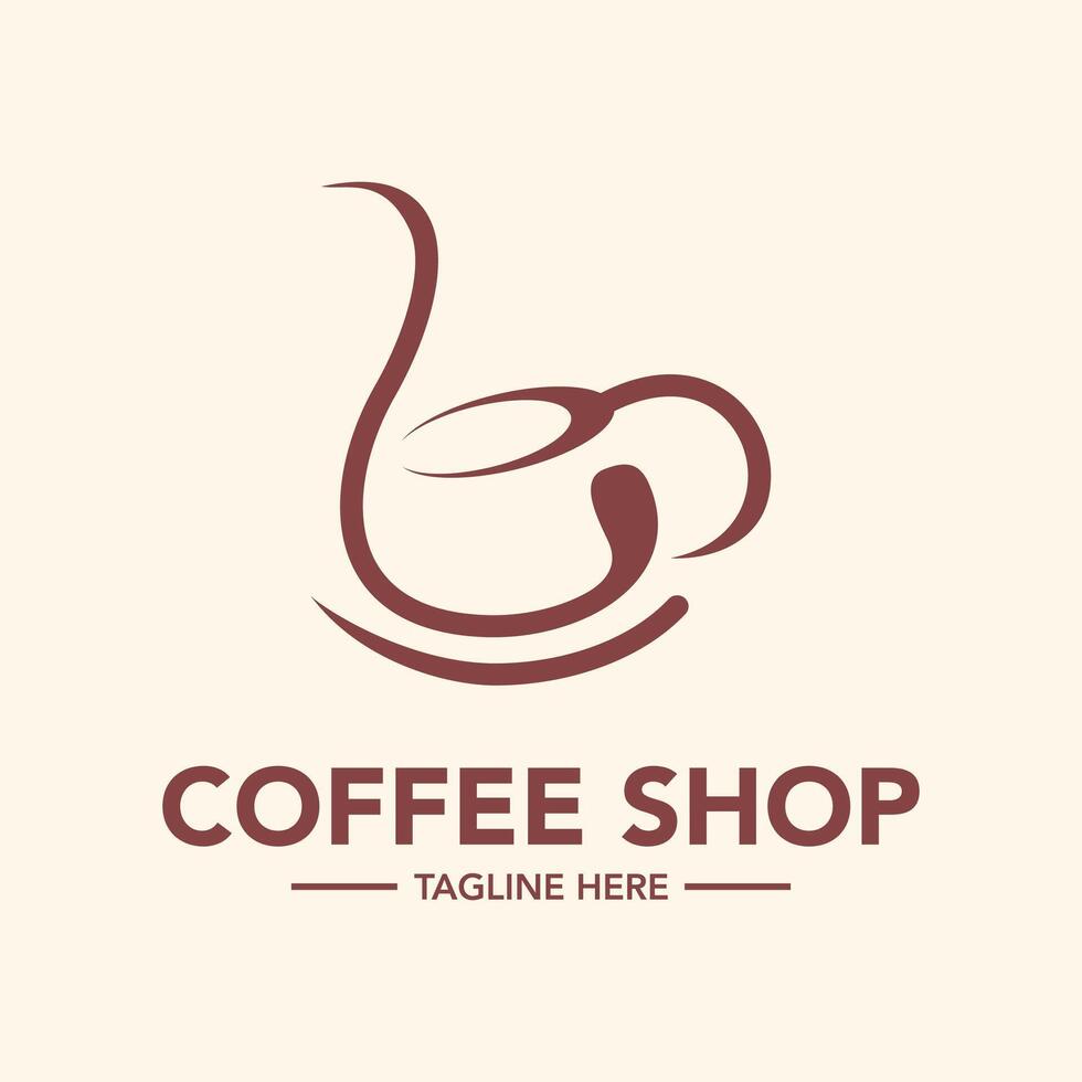 Elegant coffee shop logo template design vector